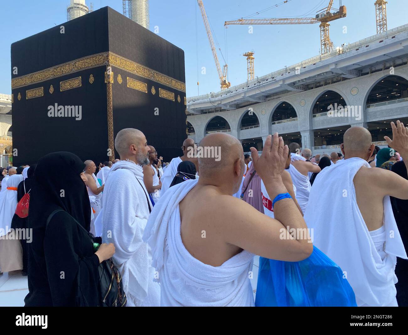Muslim Pilgrims at The Kaaba in The Haram Mosque of Mecca , Saudi