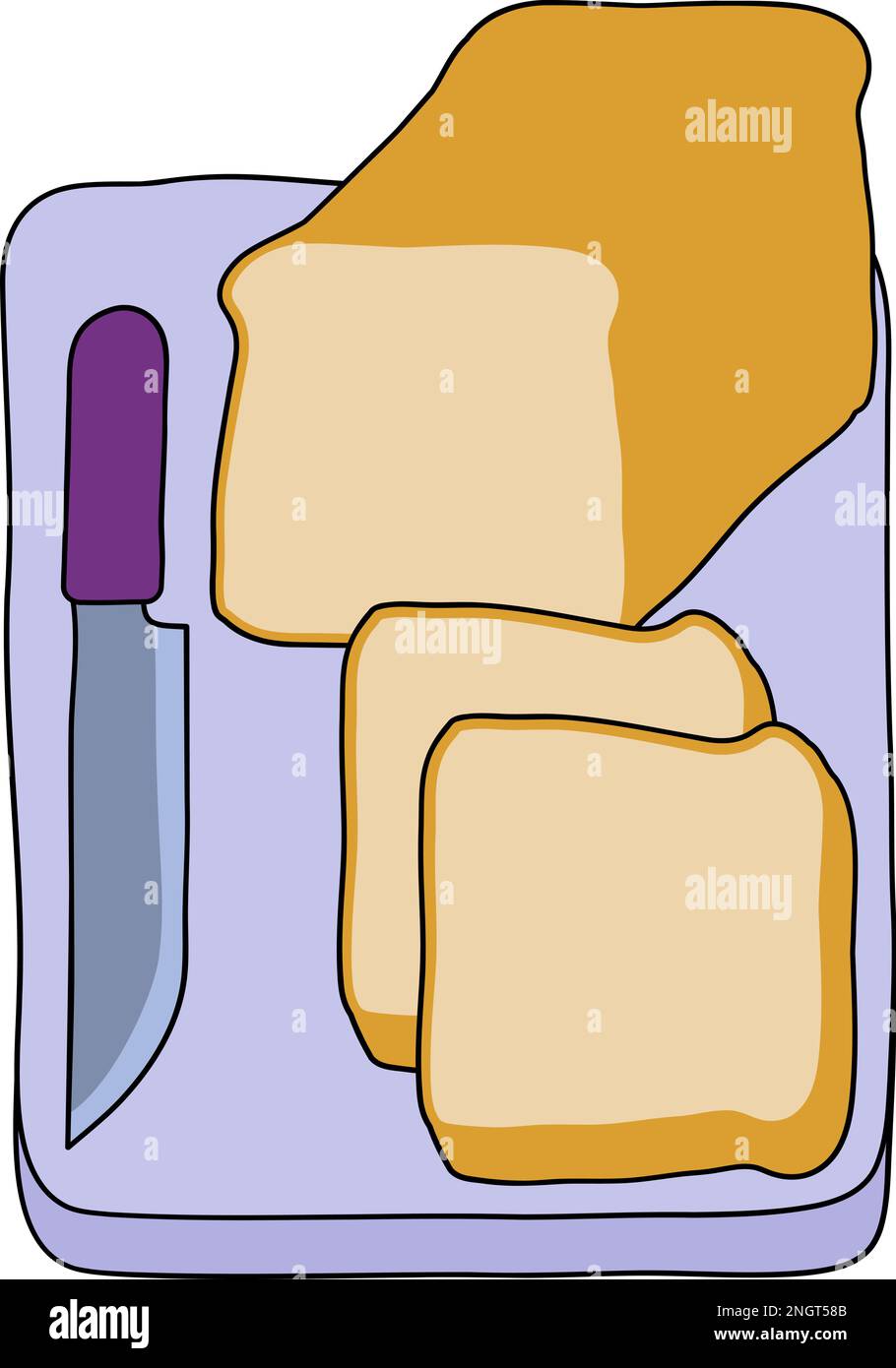 Sliced Bread and Knife On Chopping Cutting Board Stock Vector