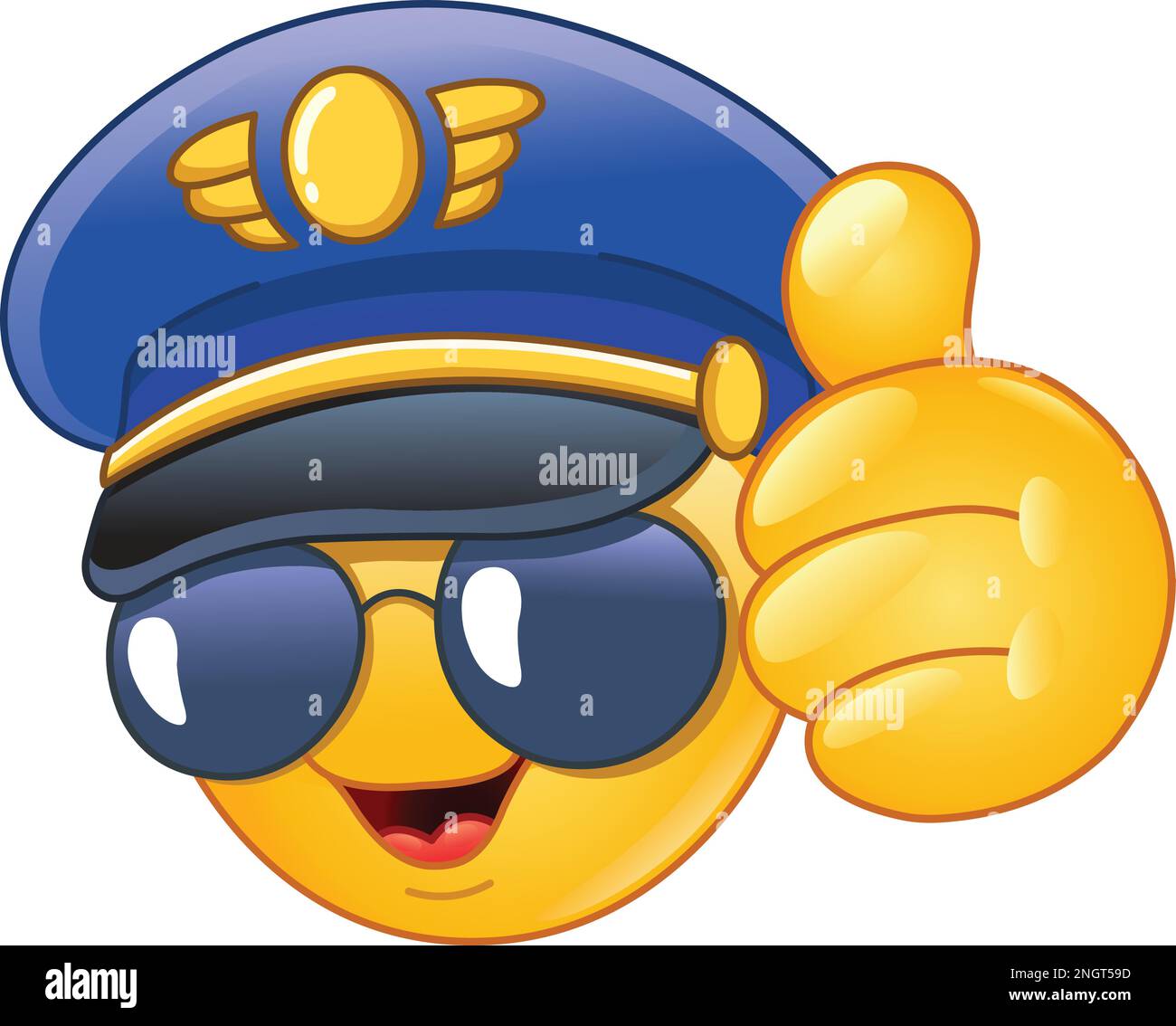 Pilot emoji emoticon showing thumb up, like gesture Stock Vector