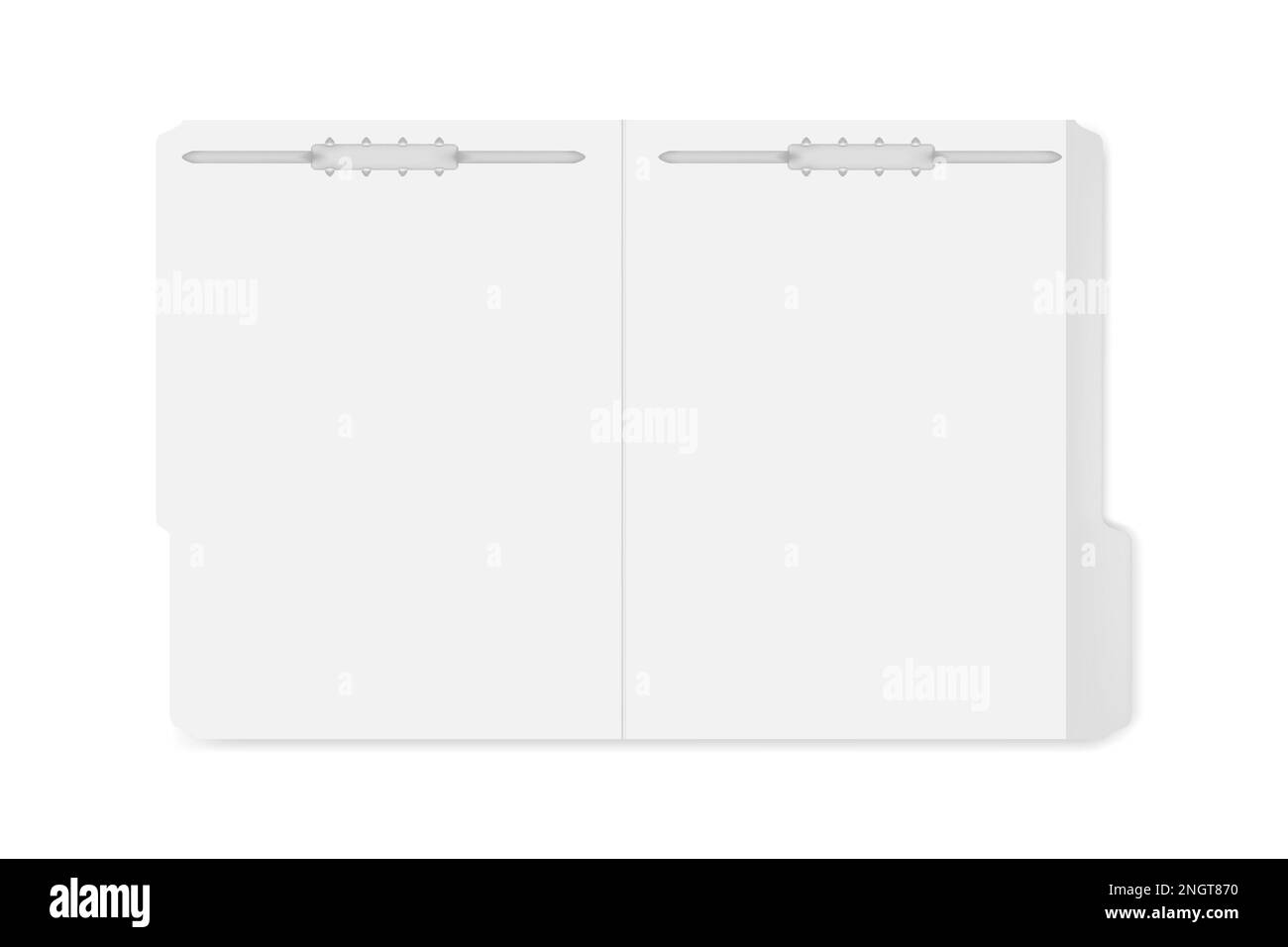 Open file folder with cut tabs and fastener to keep paper sheets, vector mockup. Letter size Stock Vector