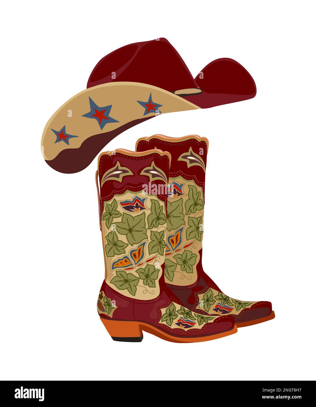 Western cowboy boots and hat vector illustration Stock Vector Image