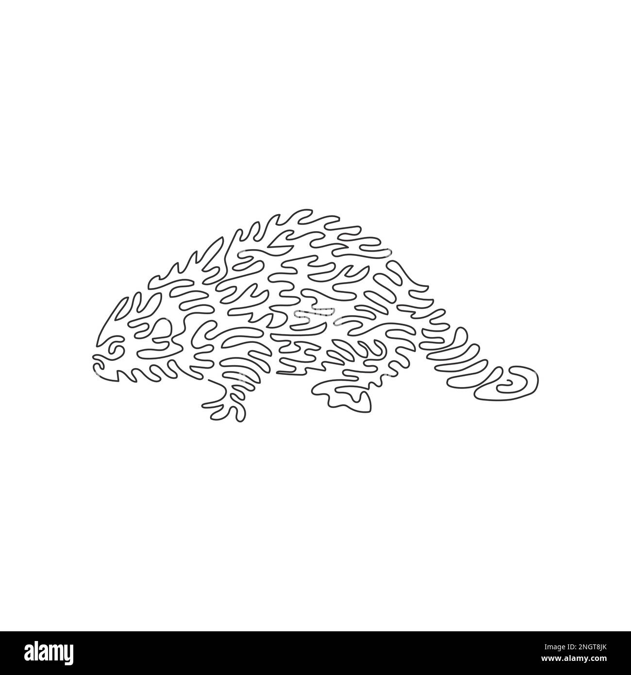 Continuous curve line drawing of funny beaver abstract art single line