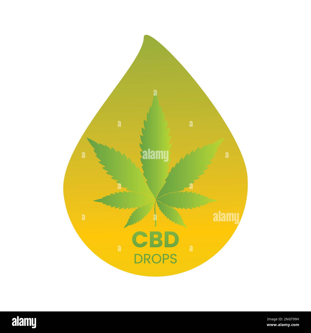 cbd oil drop, hemp oil drop, cbd leaves vector illustration Stock Vector