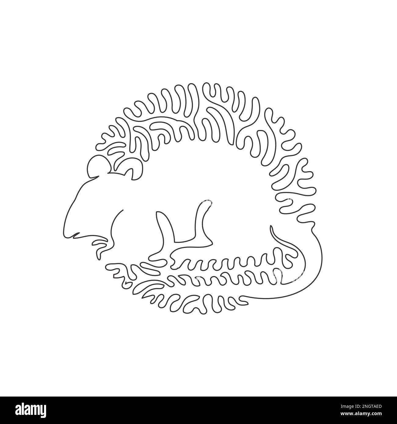 Continuous one line drawing of frisky mouse abstract art. Single line editable stroke vector illustrations of little rodents are quite unique Stock Vector