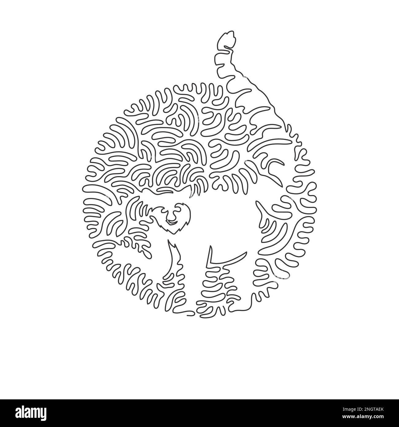 Continuous curve one line drawing of frisky lemur curve abstract art. Single line editable stroke vector illustration of docile and gregarious lemur Stock Vector