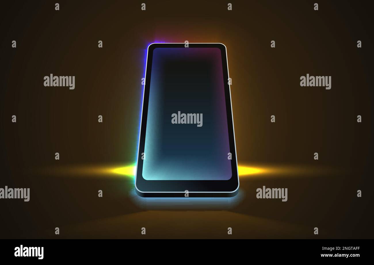 Smartphone mobile screen, technology mobile display light. Vector