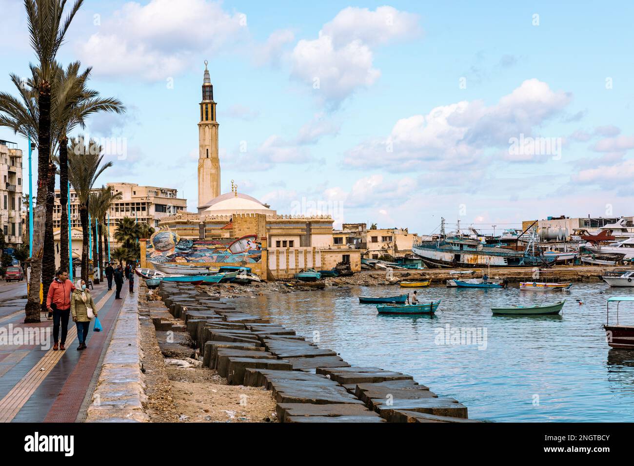 Corniche of Alexandria, the seconds largest city in Egypt. Traditional
