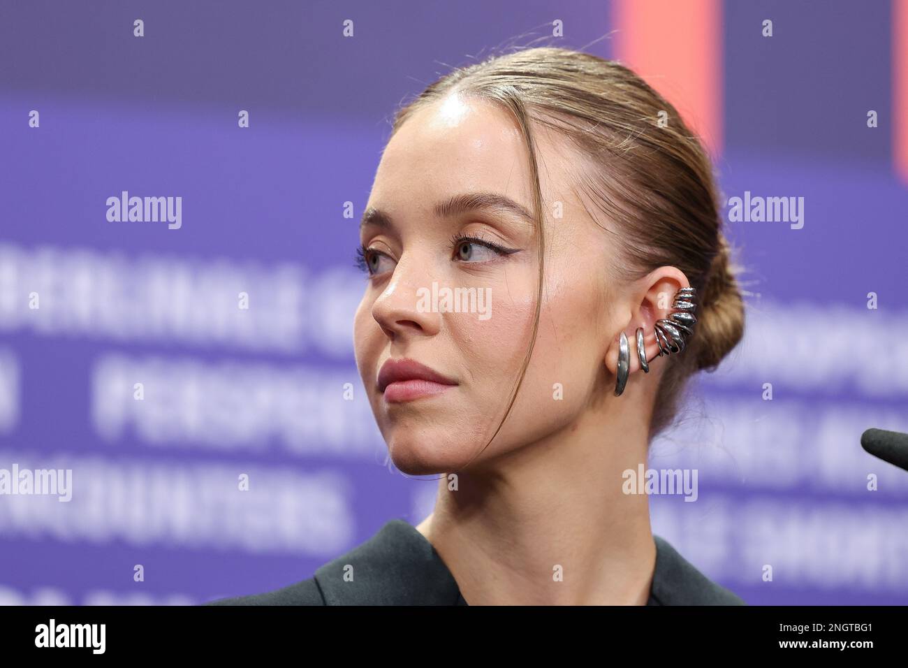 Berlin, Germany. 18th Feb, 2023. Sydney Sweeney speaks at the press