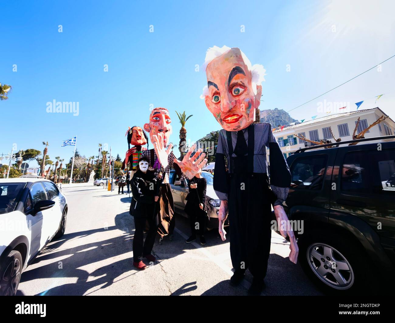 Nafplio, Greece, Sunday, 19 February 2023. Giant in a carnival rhythm, disguised by