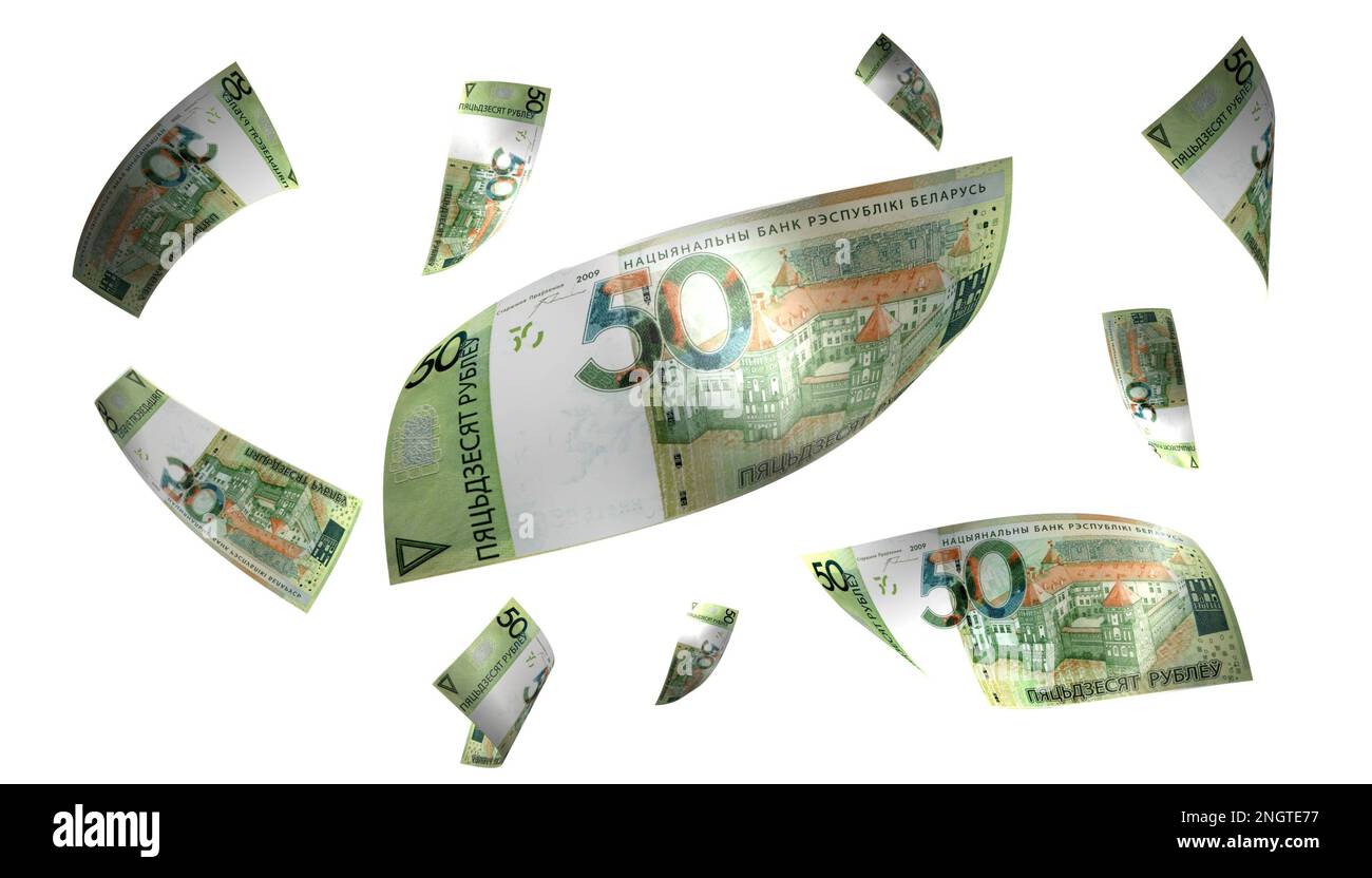 3D Illustration Belarus 50 Roubles Flying Money Banknote Stock Photo ...