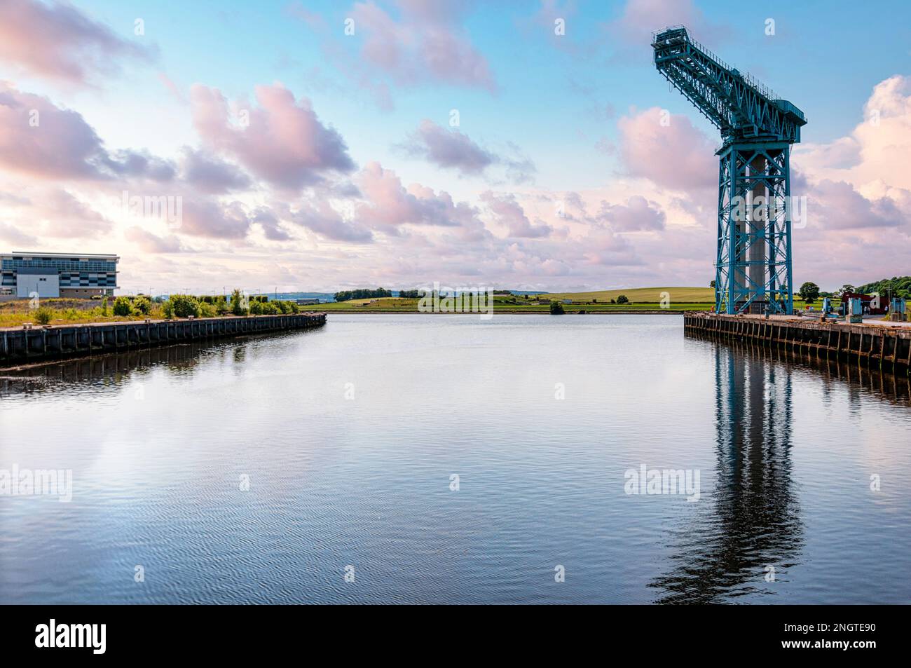 The Titan crane is the last remaining evidence of the John Brown's Shipyard on the Clyde riverside at Clydebank. Stock Photo