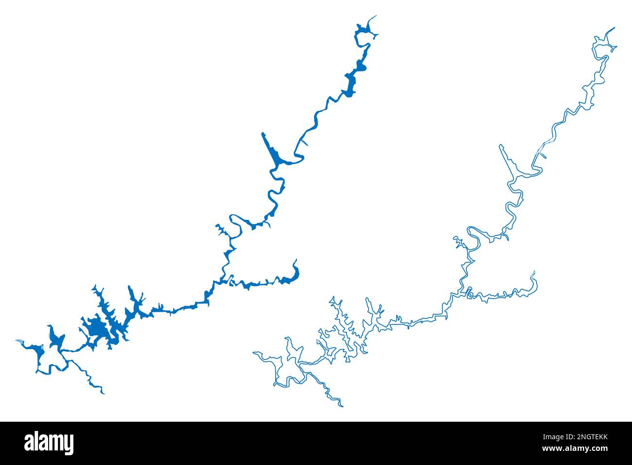 Lake Powell Reservoir (United States of America, North America, us, usa, Utah and Arizona) map vector illustration, scribble sketch Glen Canyon Dam ma Stock Vector