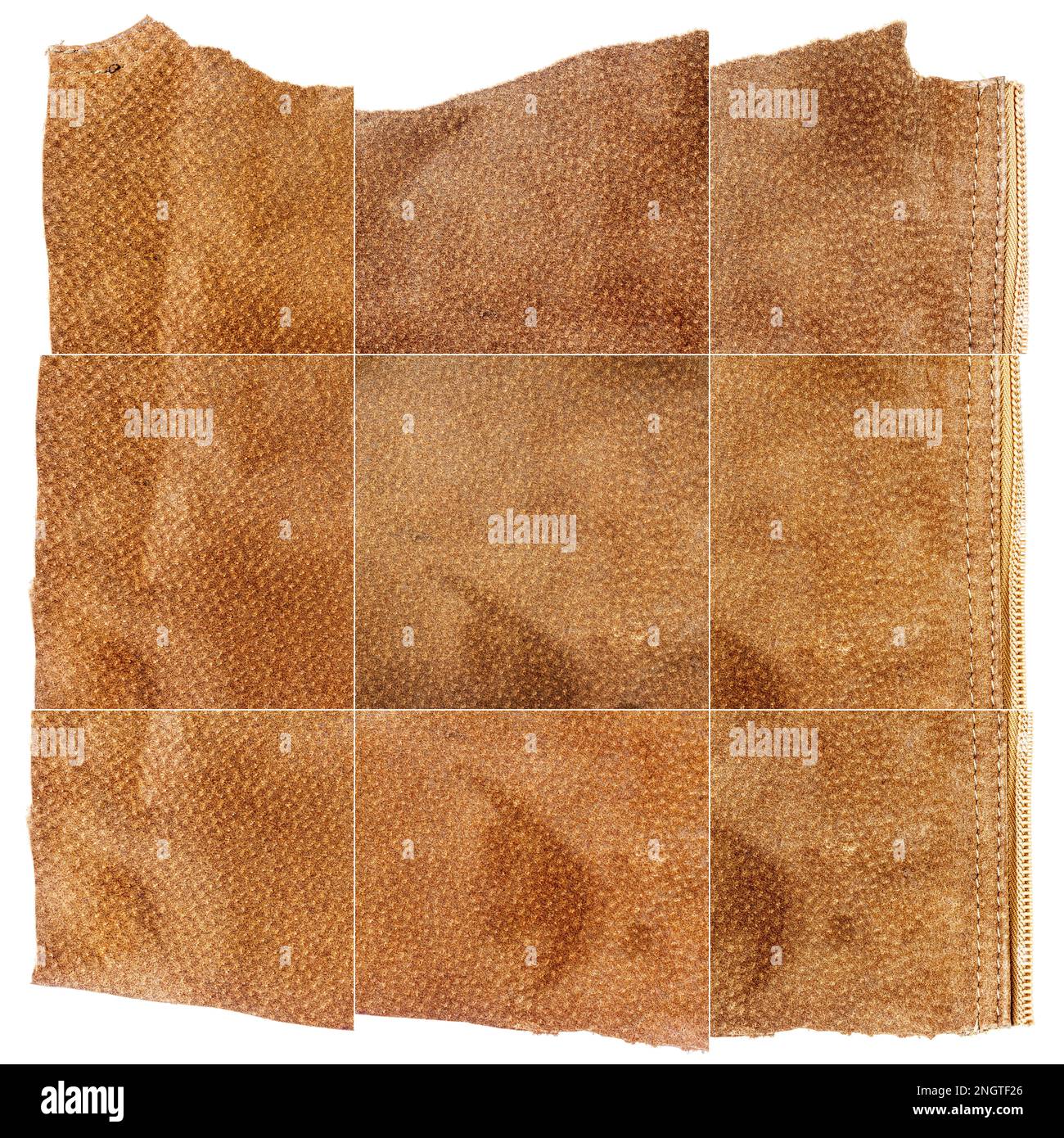 Collection of brown leather textures isolated on white background