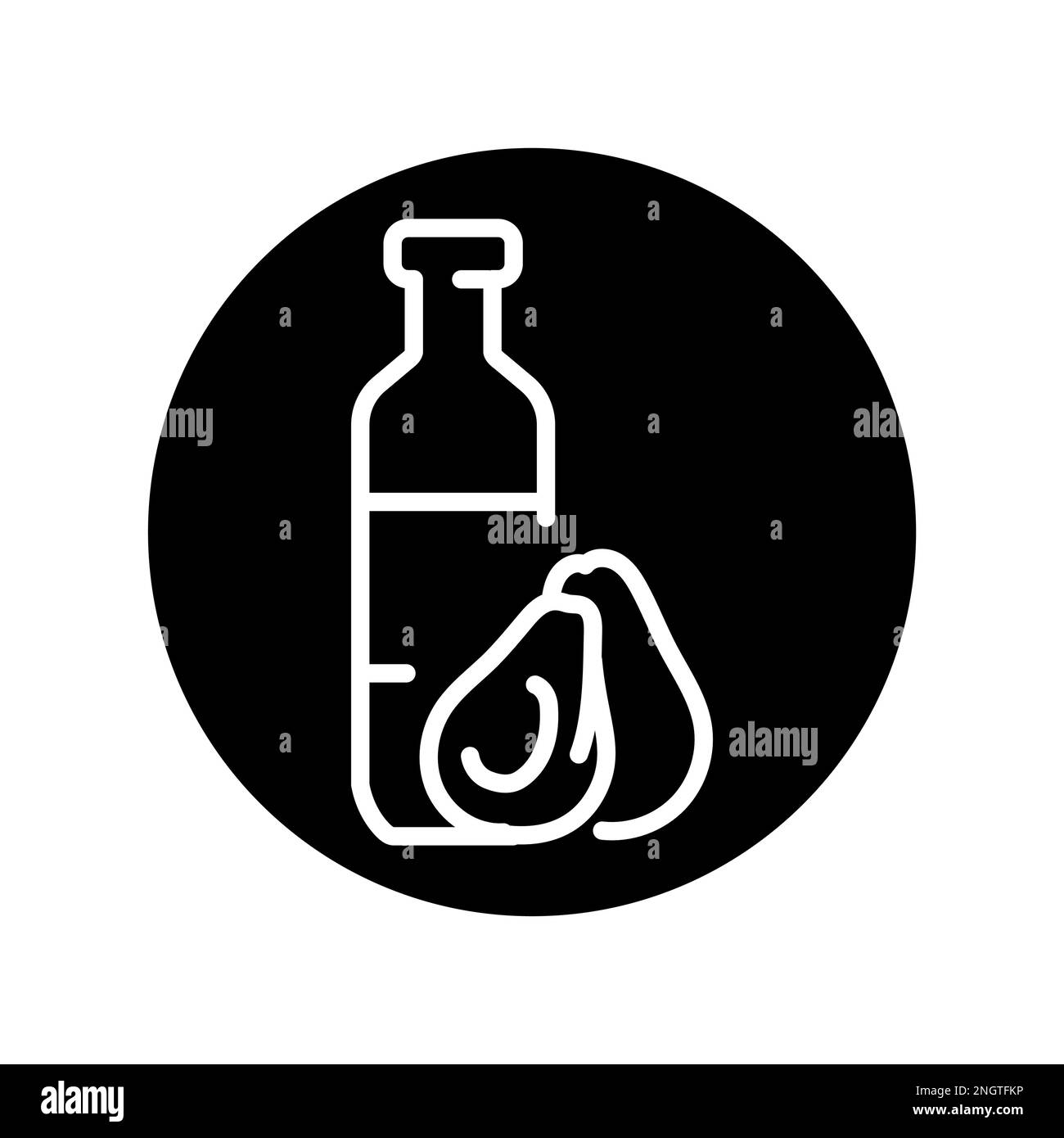 Bottle of virgin avocado oil color line icon. Vegetarian product