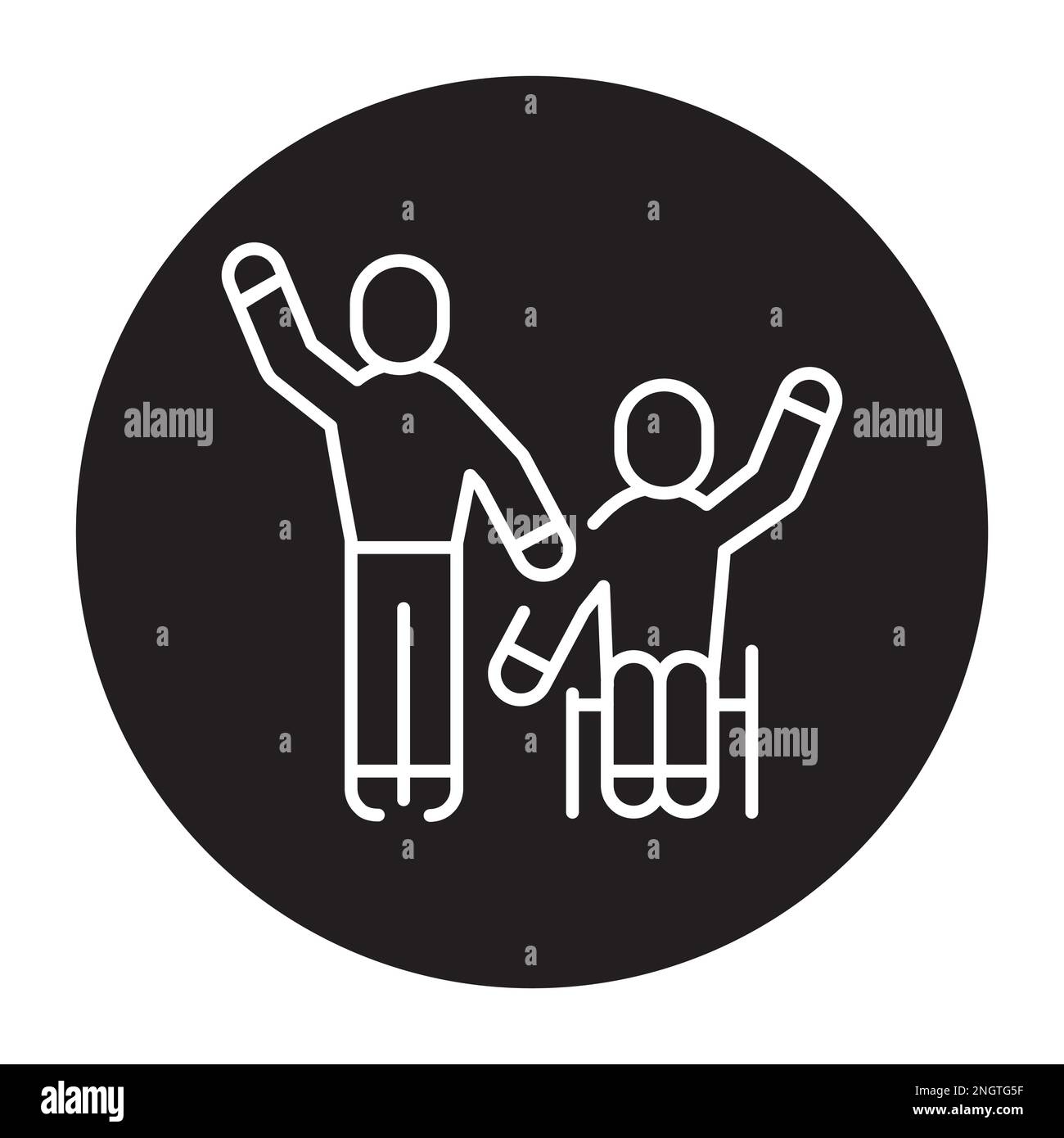Support for disabled people color line icon. Multinational company ...