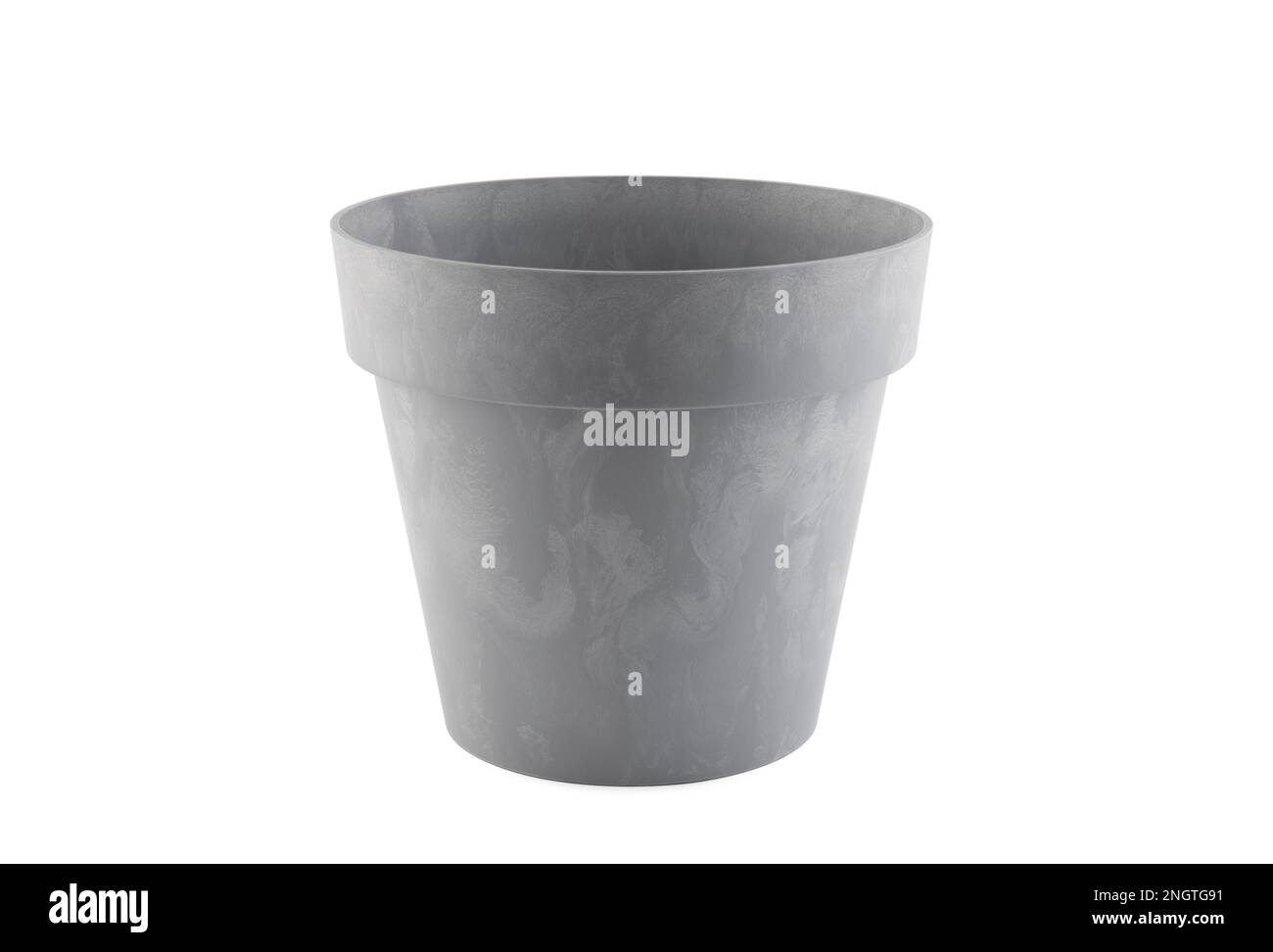 Gray flowerpot isolated on white background with clipping path Stock Photo