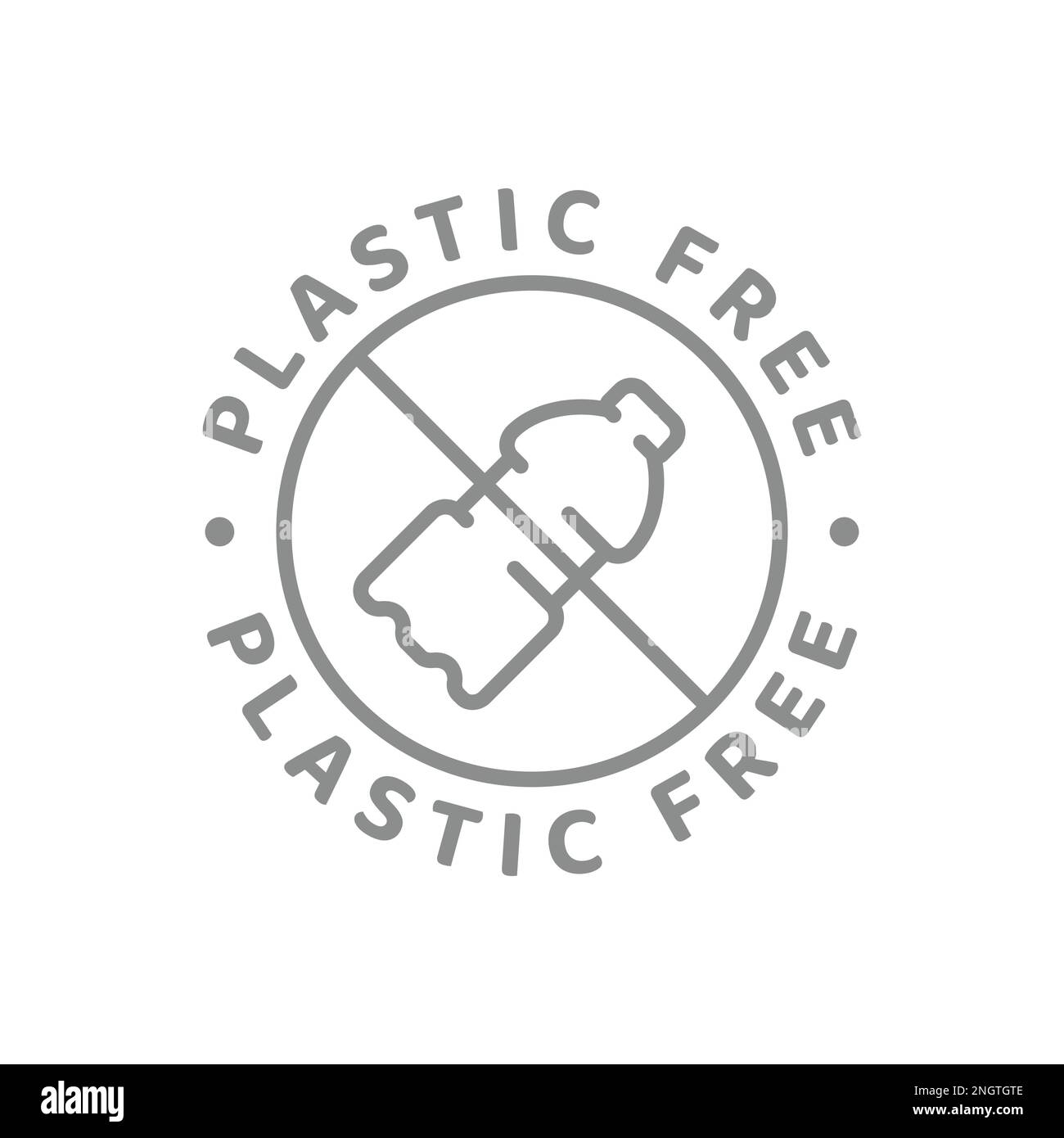 No plastic with water bottle sign. Plastic free vector restriction