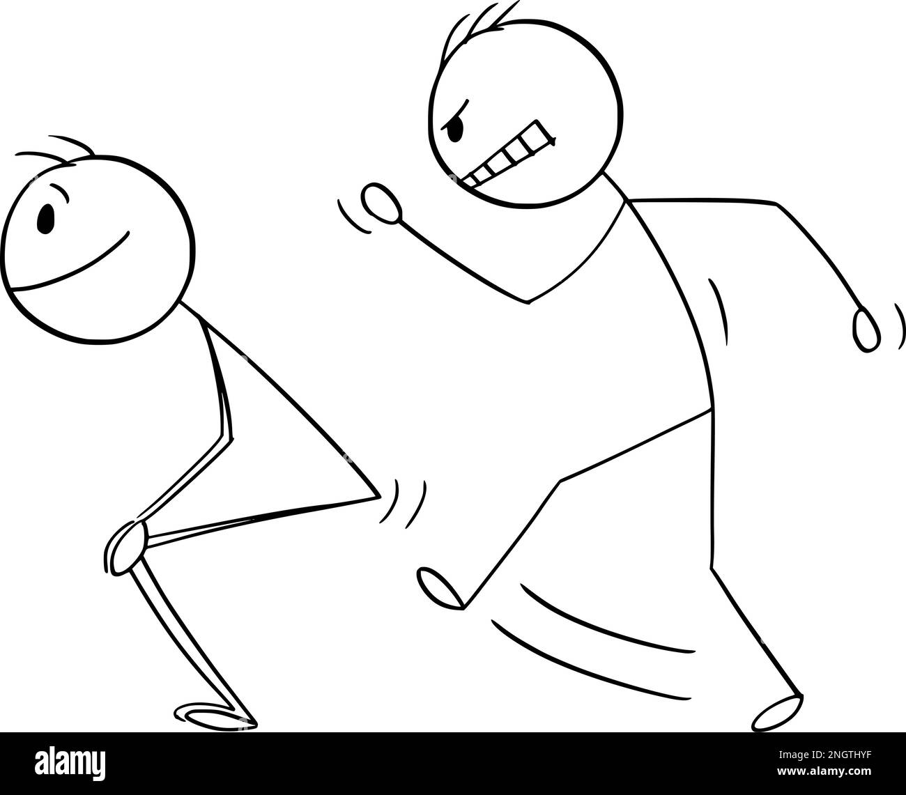 Kick to Ass, Backside, Buttocks or Bottom , Vector Cartoon Stick Figure