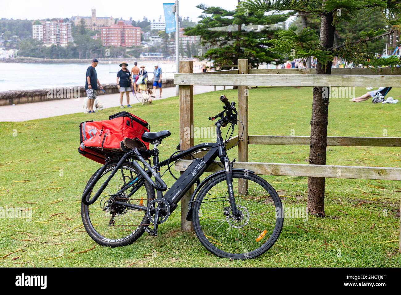 NCM e electric bicycle bike parked at Manly Beach in Sydney,NSW