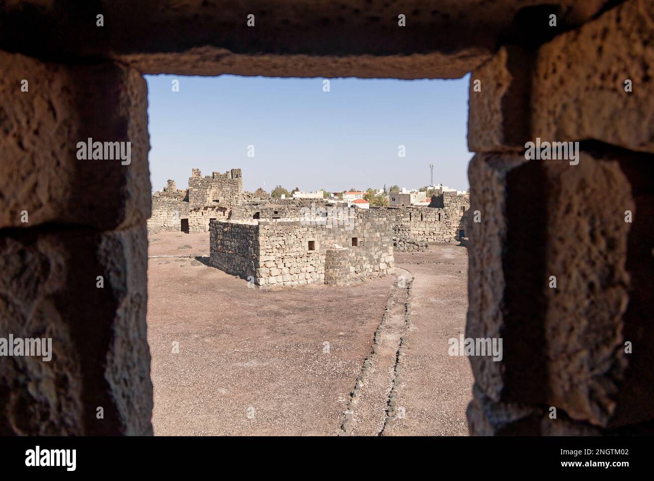 The early mosque built in the middle of the desert castle of Qasr al-Azraq, Jordan. Credit: MLBARIONA/Alamy Stock Photo Stock Photo