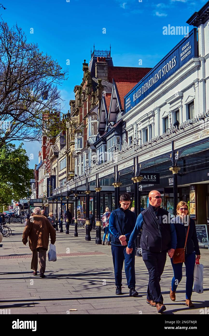 Shoppers on Lord Street in Southport town centre, outside Beales