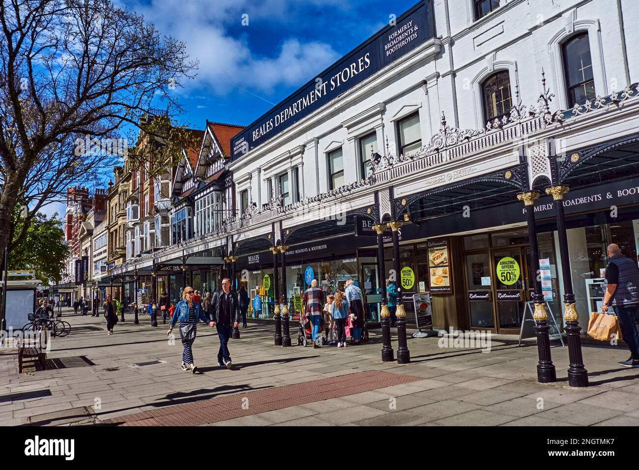 Shoppers on Lord Street in Southport town centre, outside Beales