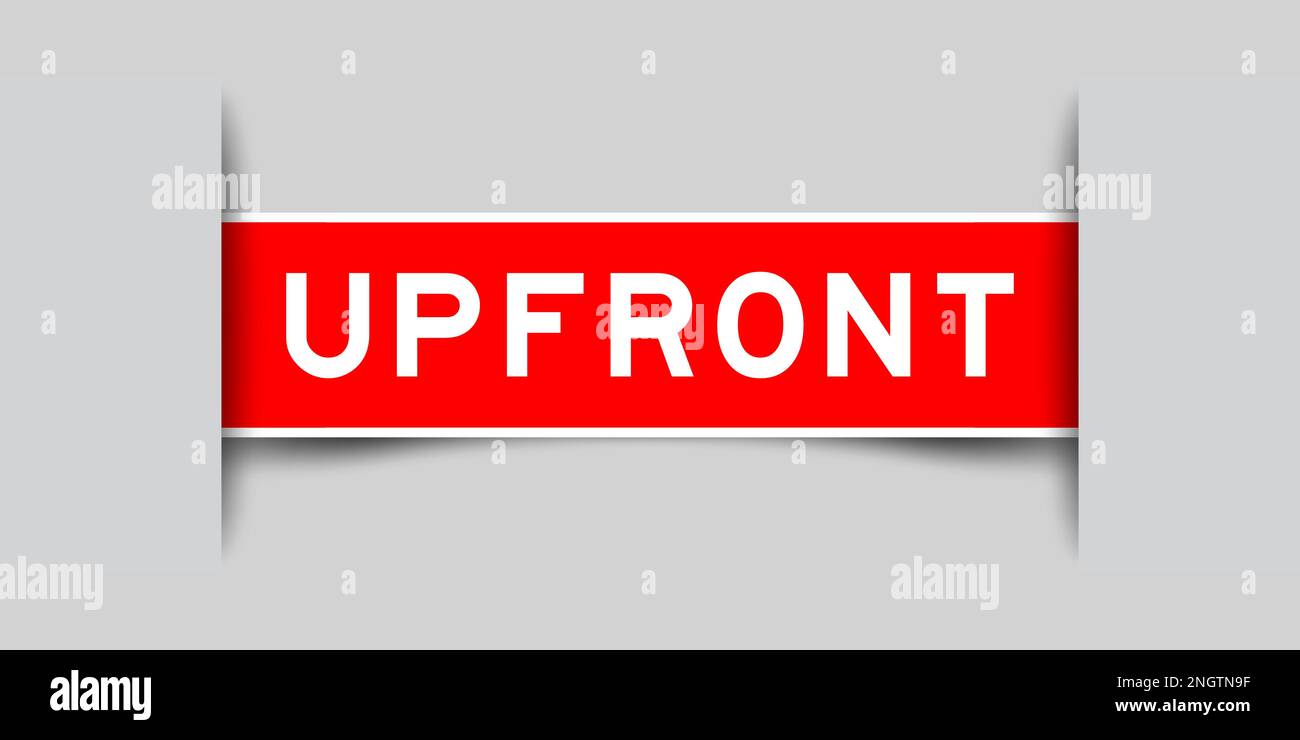 Inserted red color label sticker with word on gray background Stock Vector