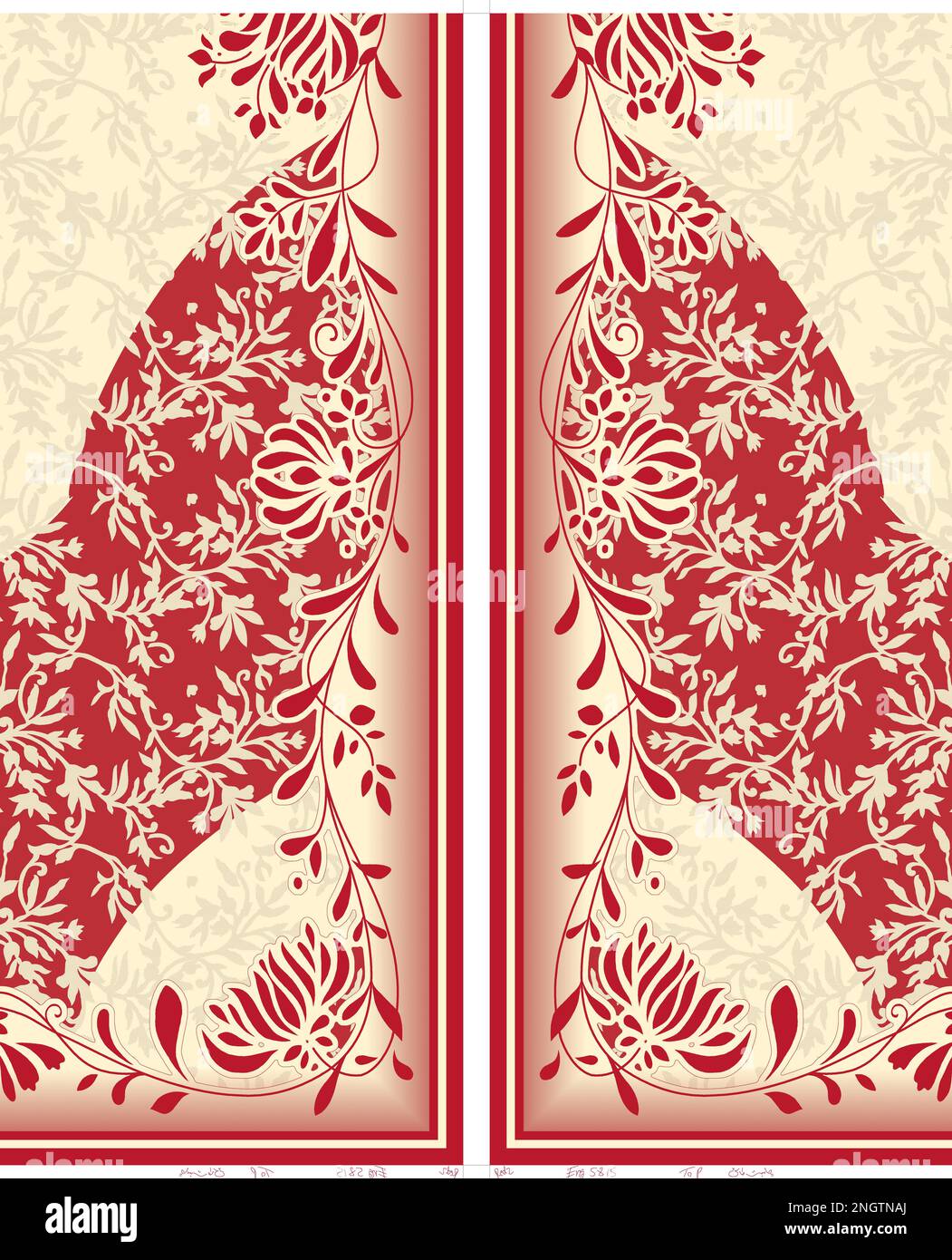 Textile Digital Ikat Ethnic Design Set of damask Border Baroque Pattern