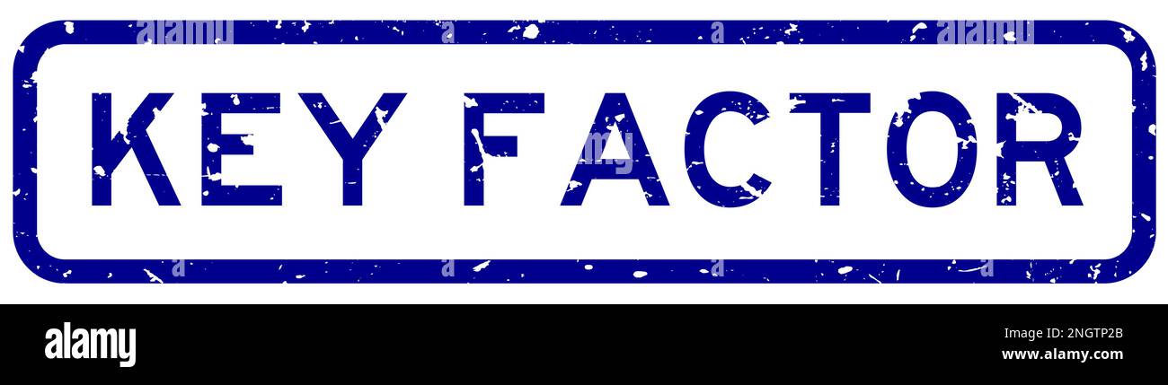 Grunge blue key factor word square rubber seal stamp on white ...