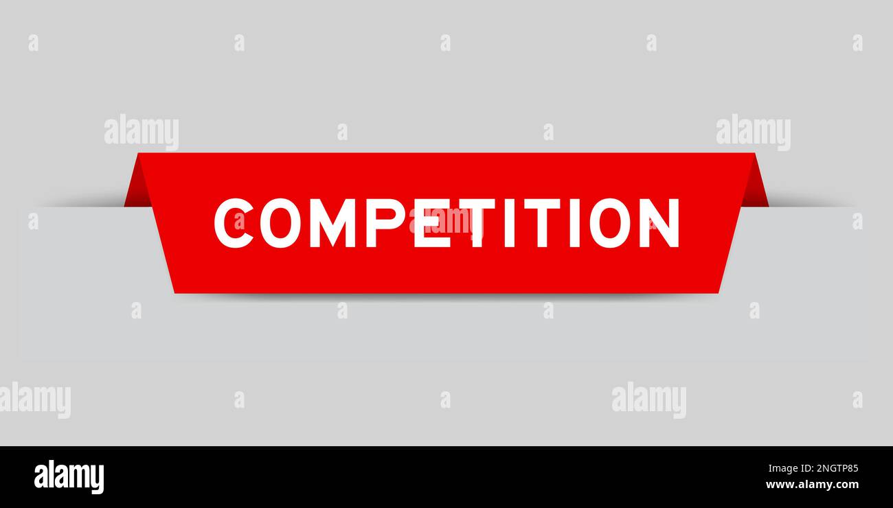 Red color inserted label with word competition on gray background Stock ...
