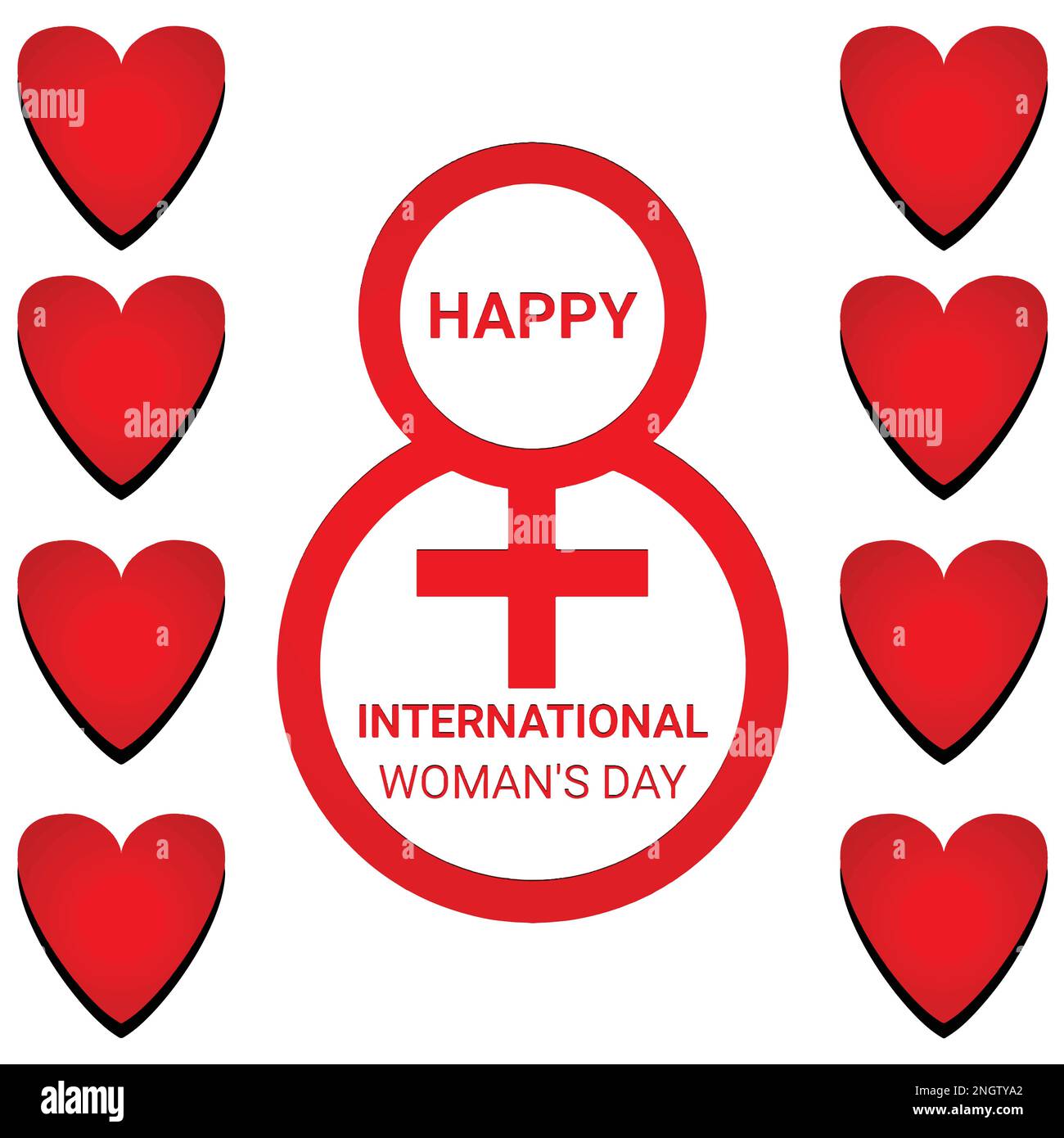 Happy Women's Day celebrations concept with symbol and hearts of a women on beautiful white background. Stock Vector