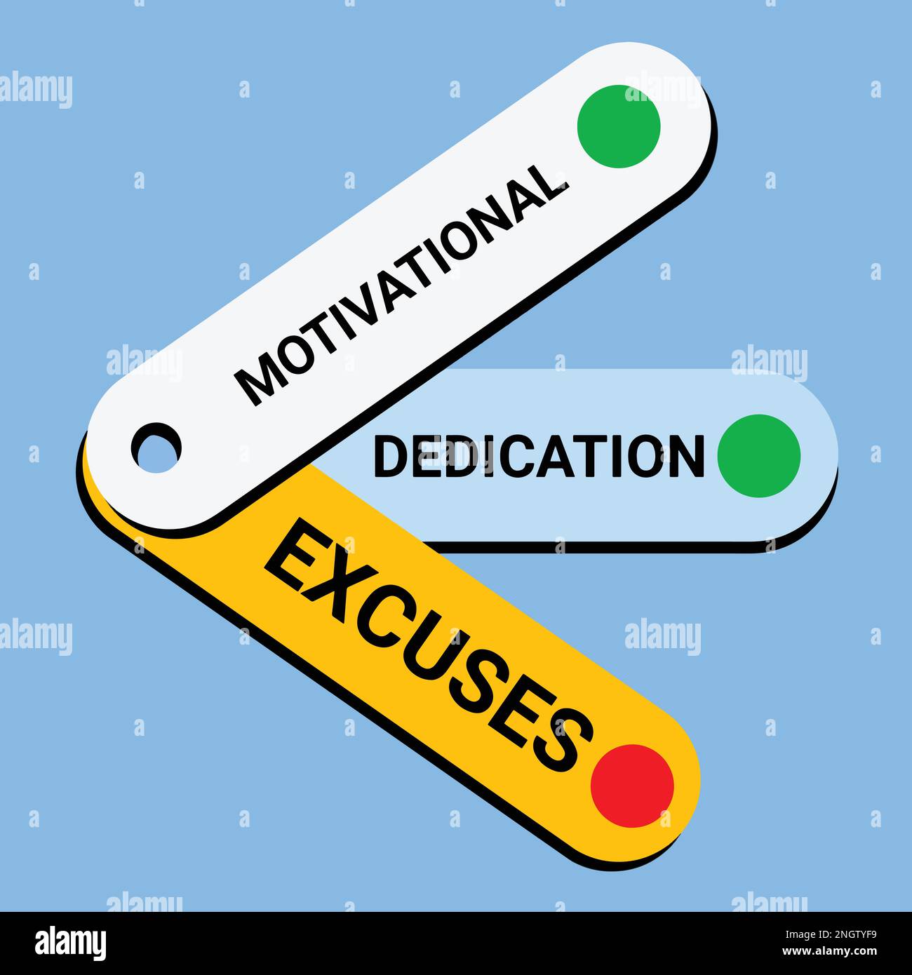 Motivational, Dedication, Excuses. Lettering. Hand-drawn illustration-Modern motivation quote in colorful buttons signs. greeting card, posters, flyer Stock Vector