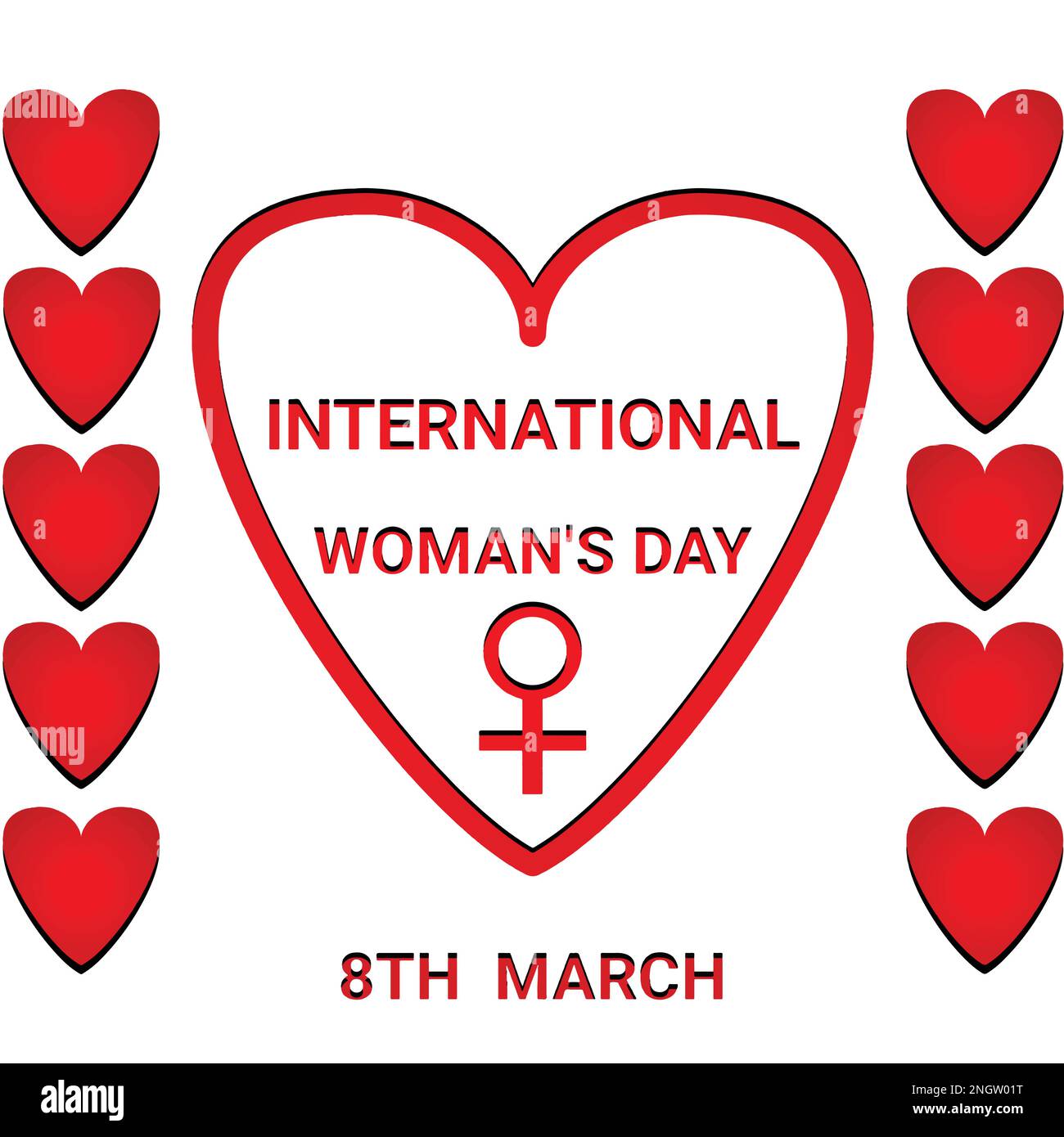 Happy Women's Day Typographical Design Elements. International women's day icon with love Hearts shape. Minimalistic design for international women's Stock Vector