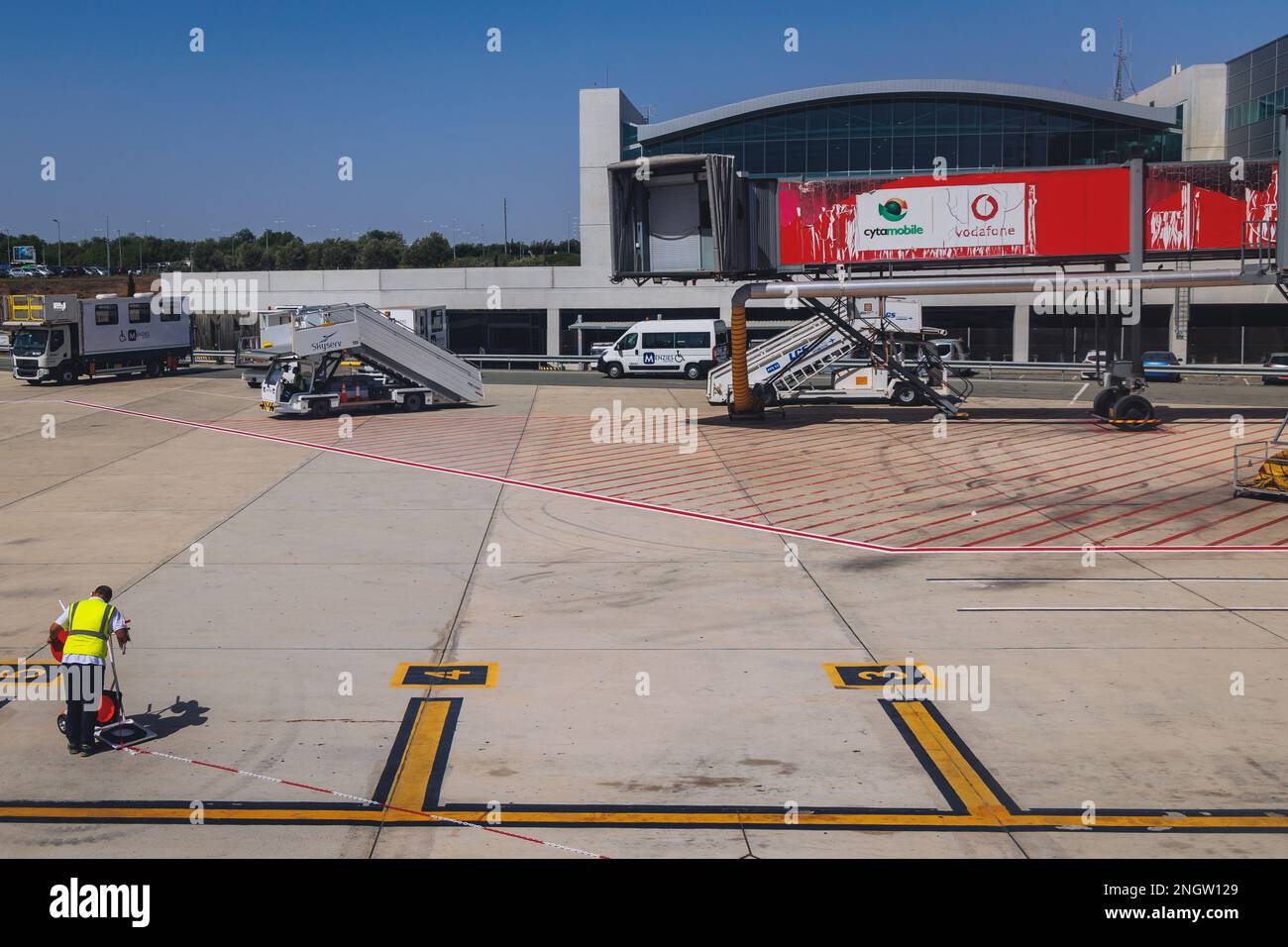 Terminal of Larnaca International Airport Glafcos Clerides in Larnaca city, Cyprus island