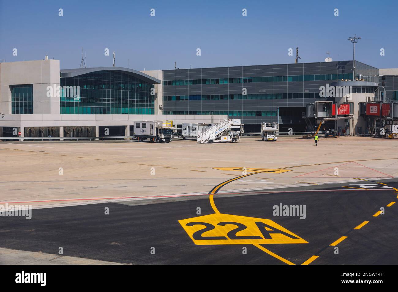 Terminal of Larnaca International Airport Glafcos Clerides in Larnaca city, Cyprus island