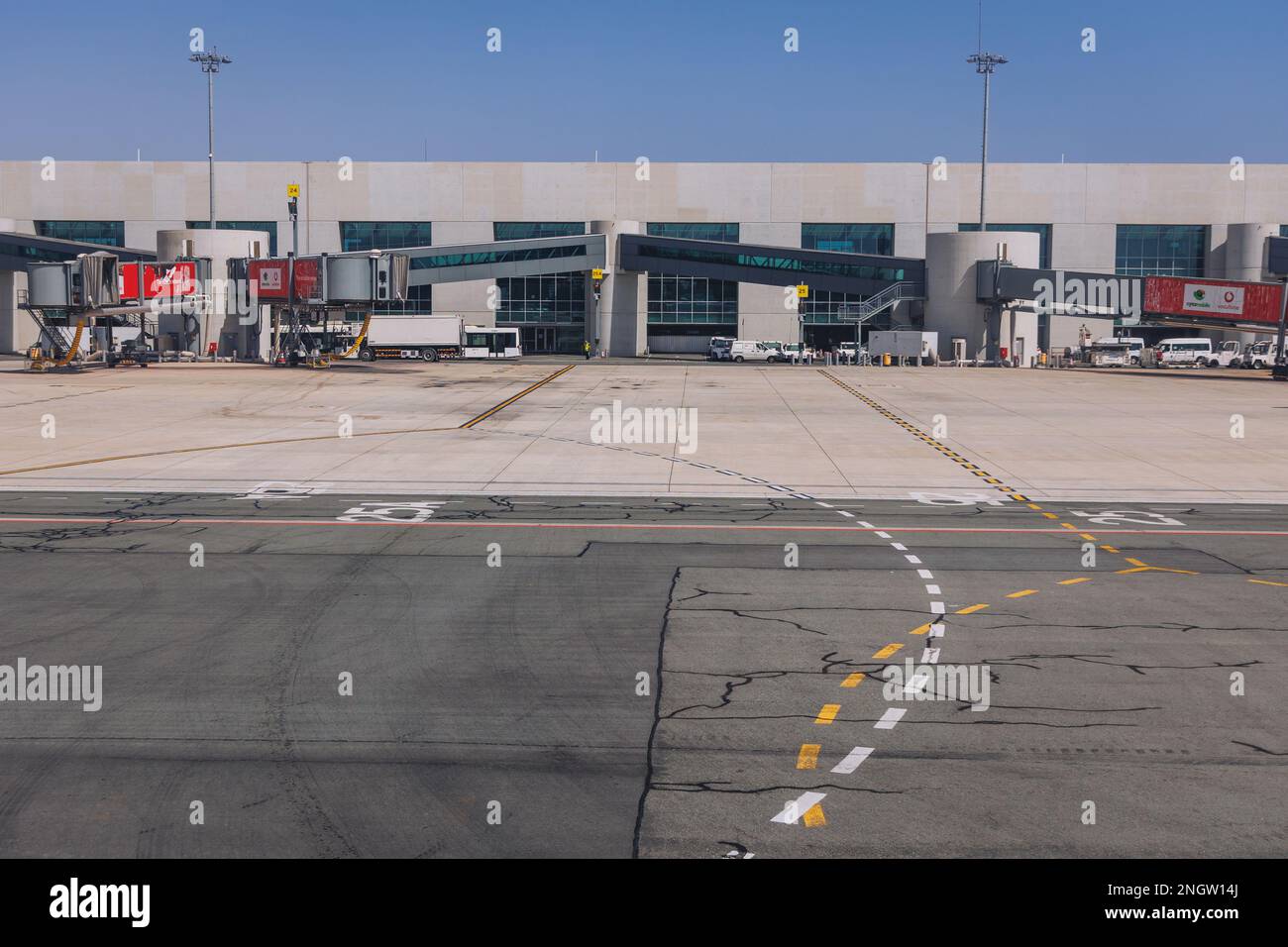 Terminal of Larnaca International Airport – Glafcos Clerides in Larnaca city, Cyprus island country Stock Photo