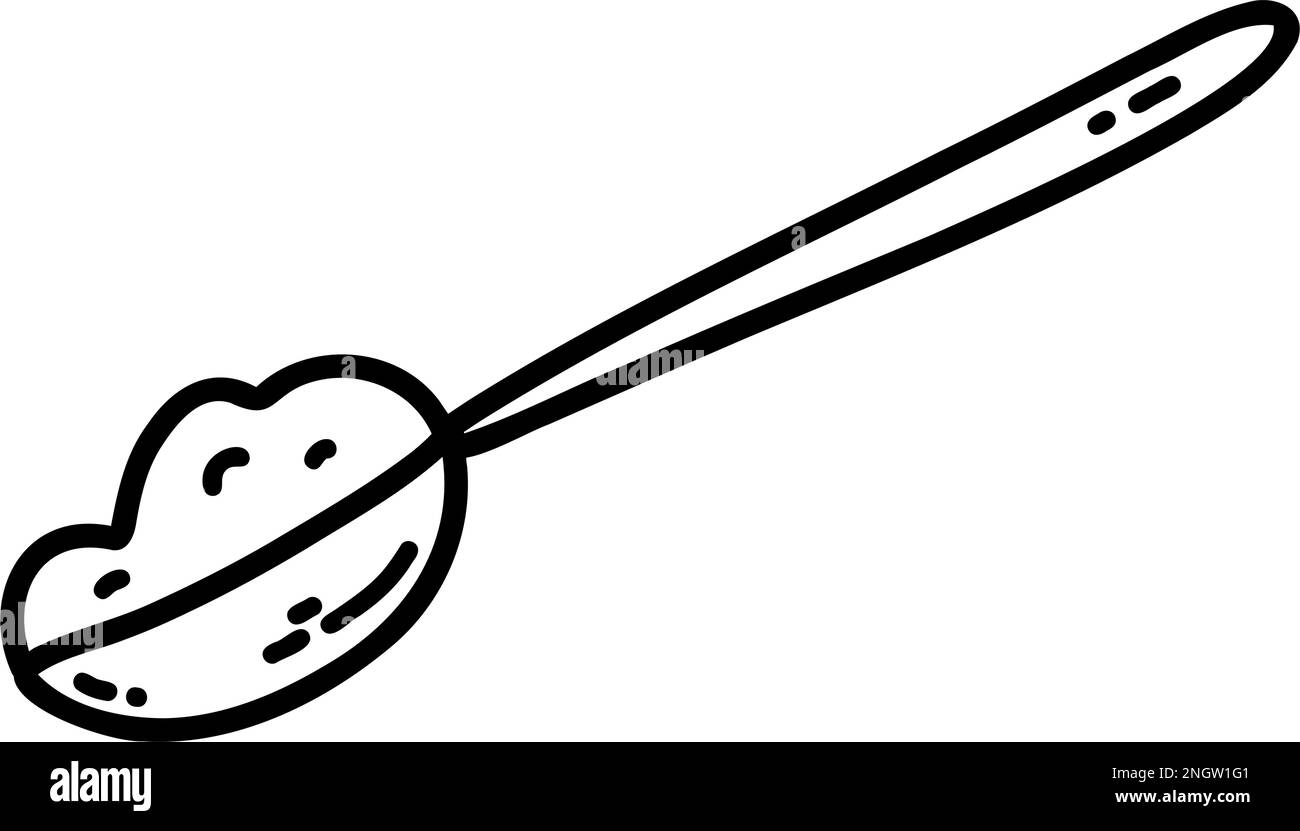 Hand drawn doodle spoon. Outline vector illustration of teaspoon, icon