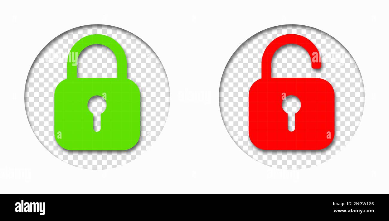 Set of padlock icon, lock and unlock icons. Safety protect symbols