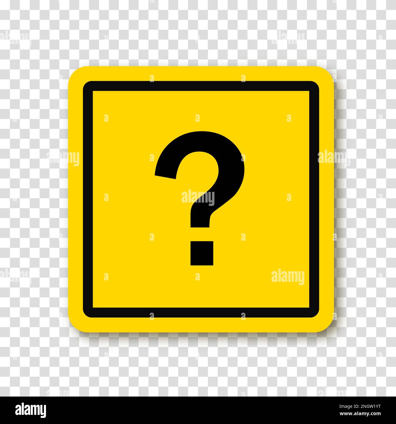 Question mark in a yellow square road sign. Vector clipart illustration