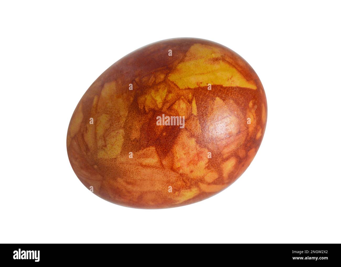 Easter egg dyed with onion skins, marble effect. Natural Easter concept. Stock Photo