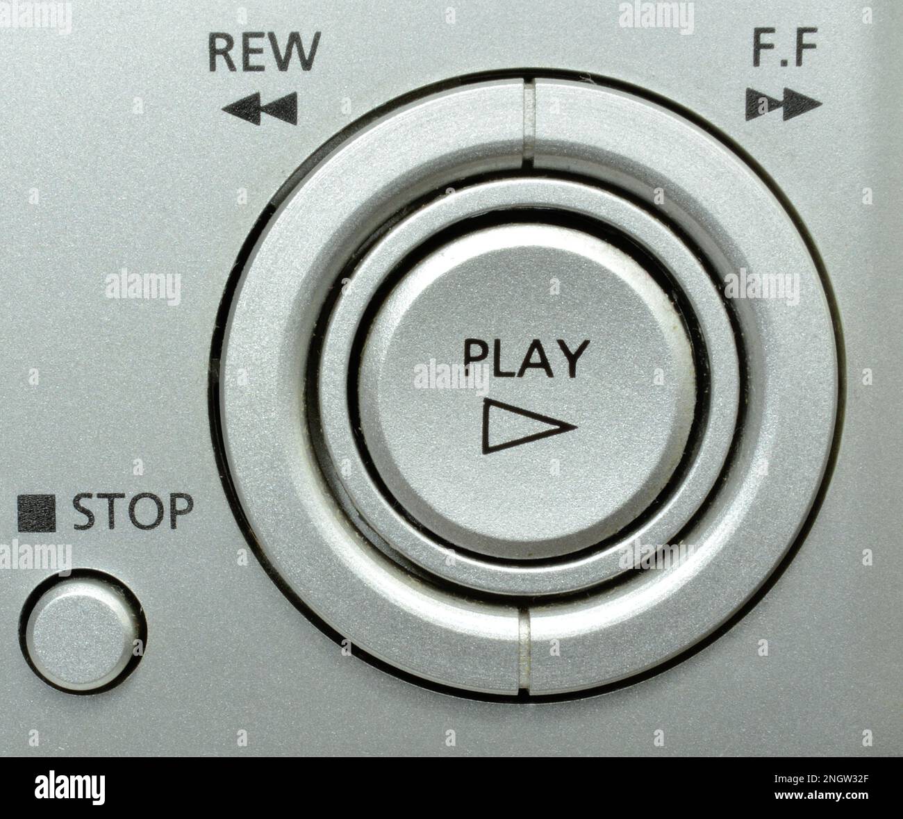 Play, fast forward, rewind and stop button on vintage VCR Stock Photo Alamy