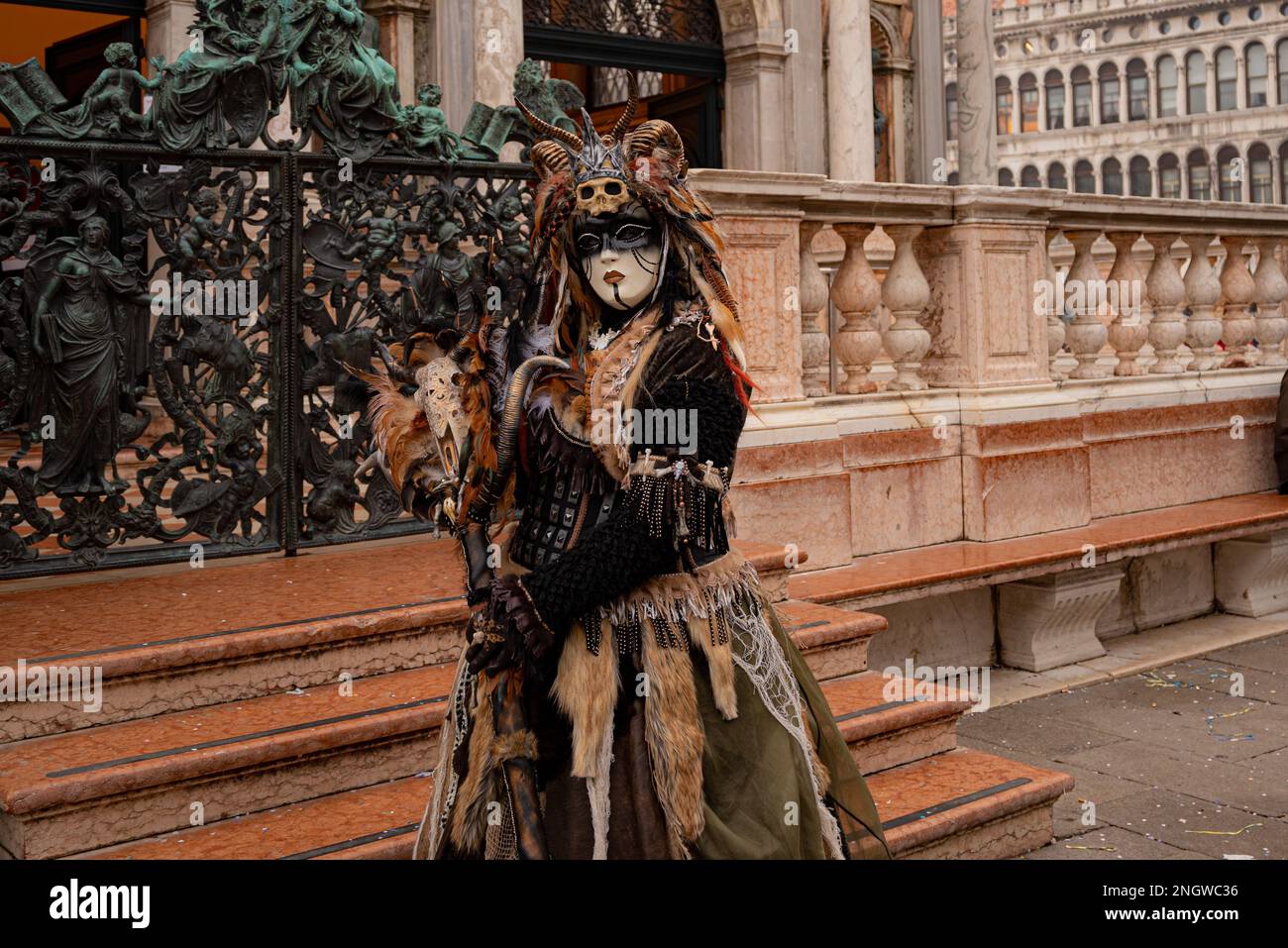 Venice Italy February 21-2022 Venice carnival masks Stock Photo