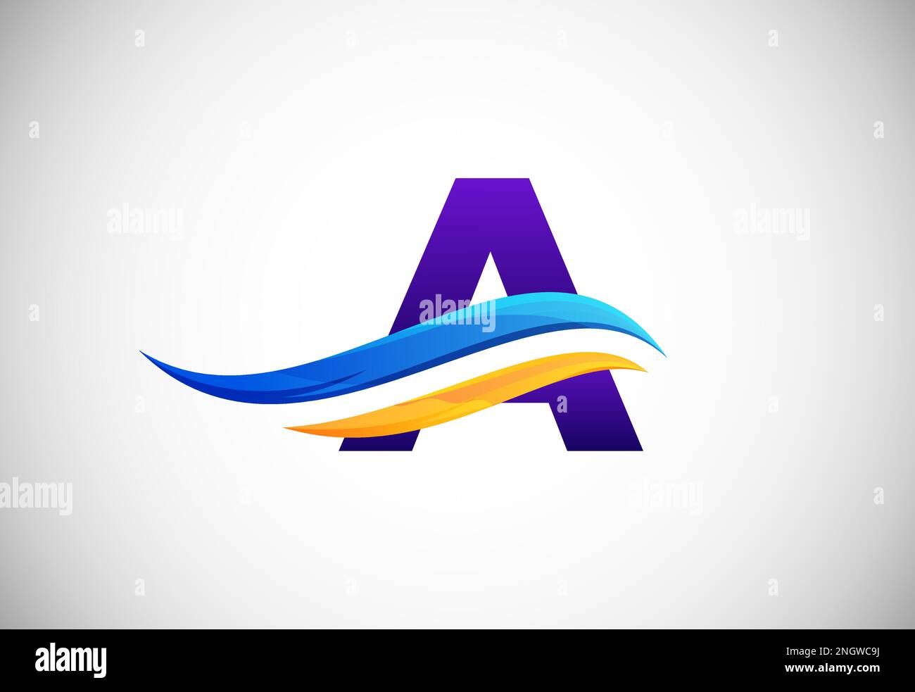 Initial A alphabet with swoosh or ocean wave logo design. Graphic ...