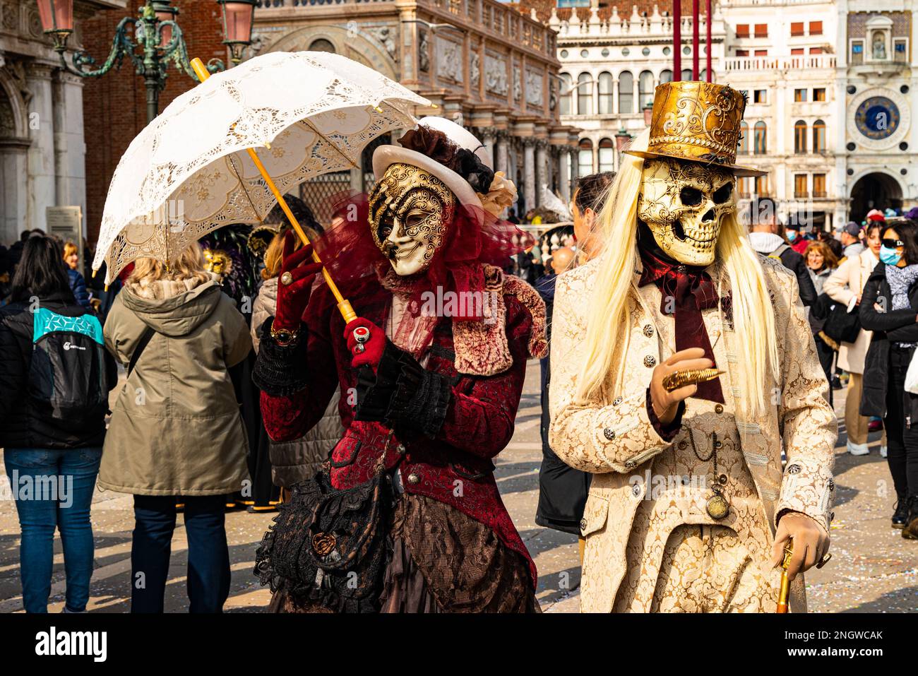 Venice Italy February 21-2022 Venice carnival masks Stock Photo