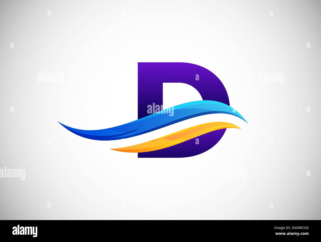 Initial D alphabet with swoosh or ocean wave logo design. Graphic ...