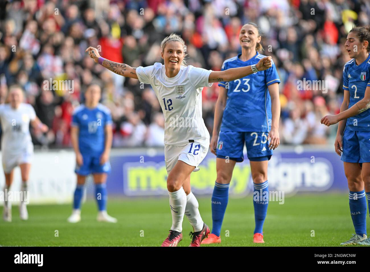 Coventry, UK. 19th Feb, 2023. Rachel Daly (12) of England pictured ...
