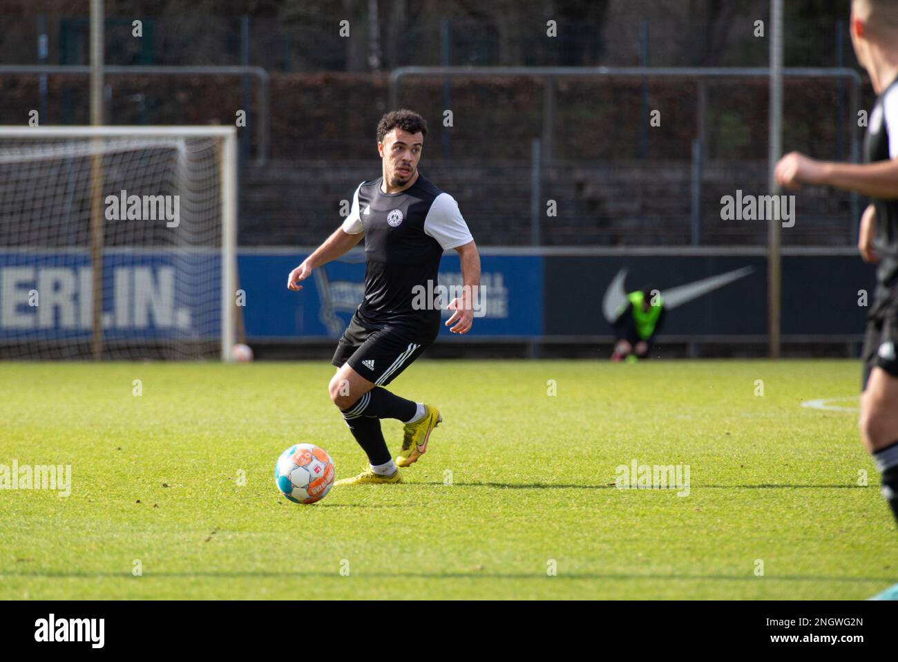 Berlin, Germany. 19th Feb, 2023. Ahmad Rmieh from Tennis Borussia Berlin in  action during the match between Hertha Berlin II Vs. Tennis Borussia Berlin,  on the round 21 of the Regional League