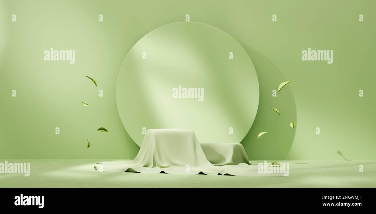 3D rendering green platform podium product presentation background ...