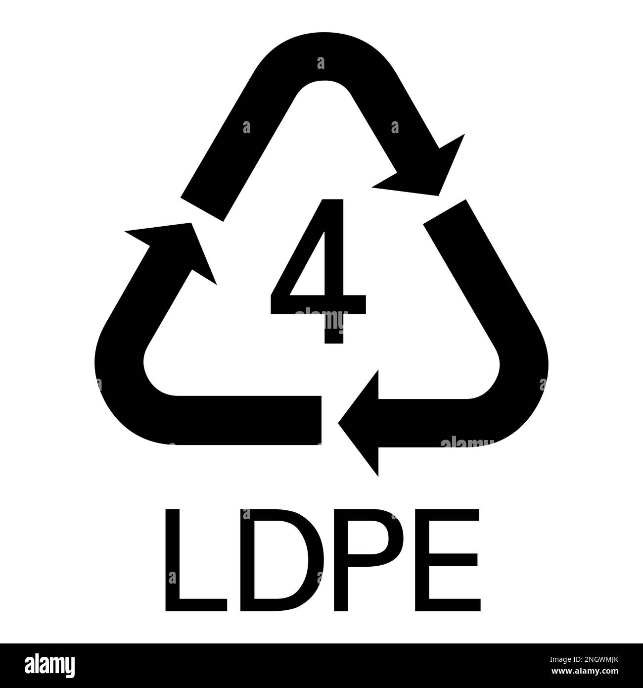 Plastic recycling code LDPE 4 symbol Stock Photo