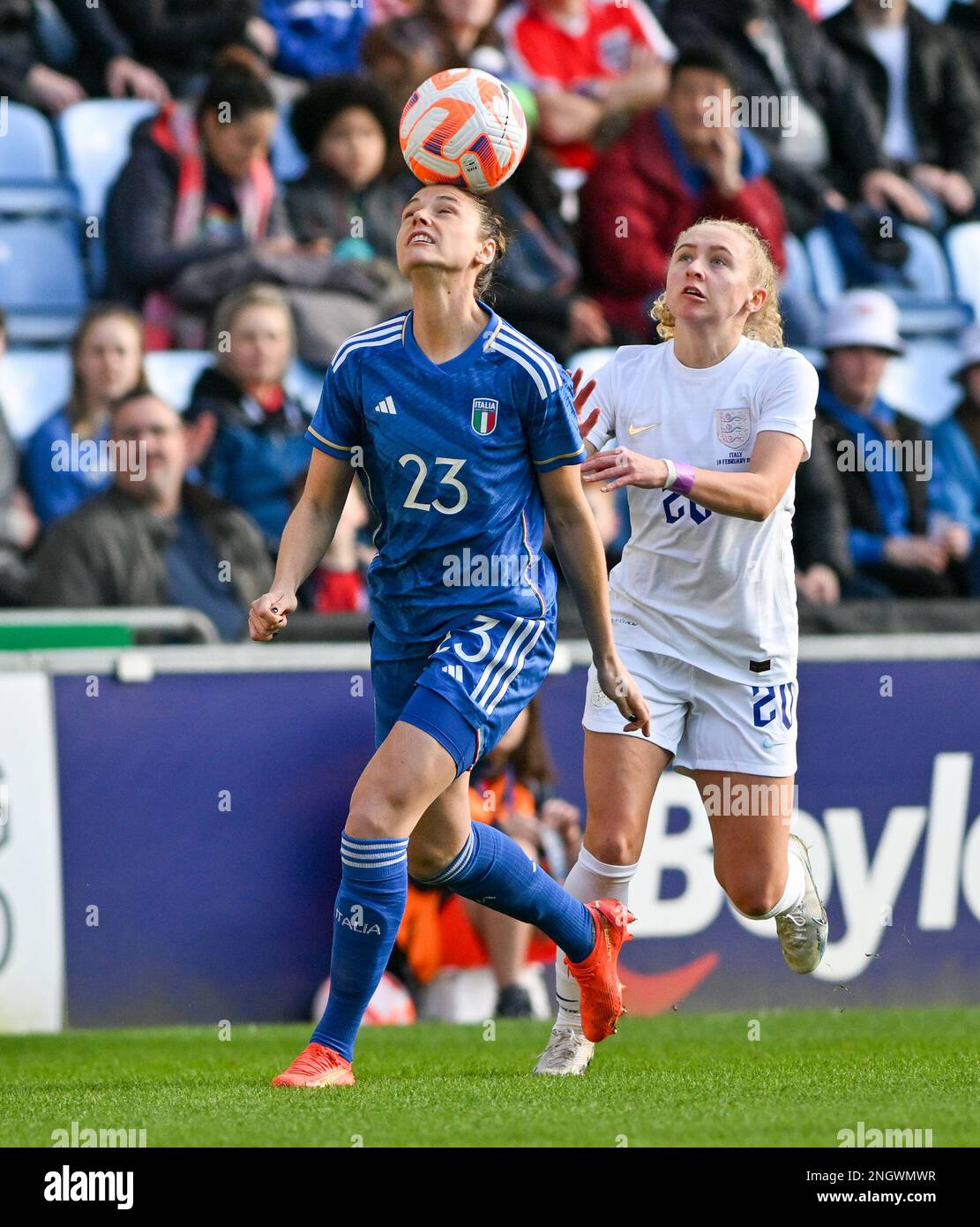 Coventry, UK. 19th Feb, 2023. Cecilia Salvai (23) of Italy and Katie ...